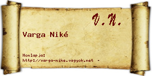 Varga Niké névjegykártya